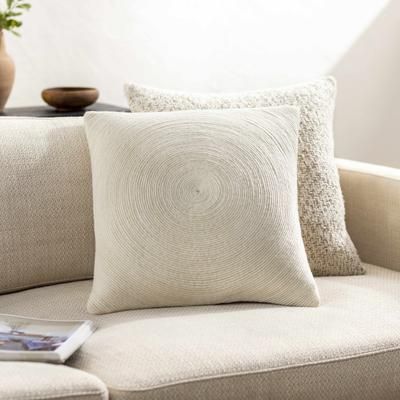 Leora 18" Square Modern Wool Off White/Pearl Throw Pillow - Boutique Rugs