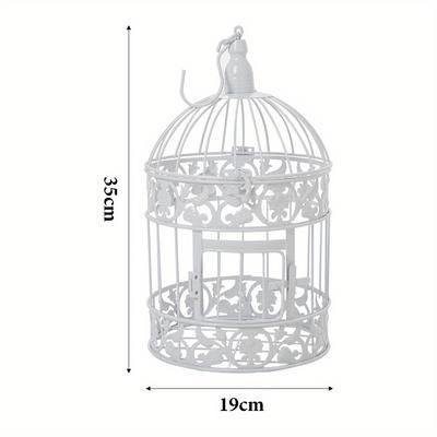TEMU Decorative Cage Decor White Birds Hanging Birdcage Decor Ornaments Hanging/ Standing