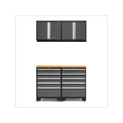 NewAge Garage Cabinets PRO Grey 5-Piece Garage Cabinet Set with Bamboo Top