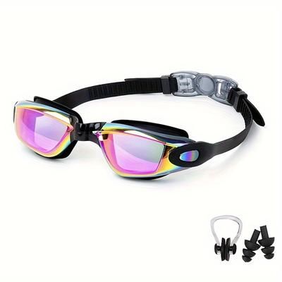 TEMU Adult Swimming Goggles Professional Anti Fog Waterproof Swim Goggles For Women Men, With Nose Clip And Earplugs