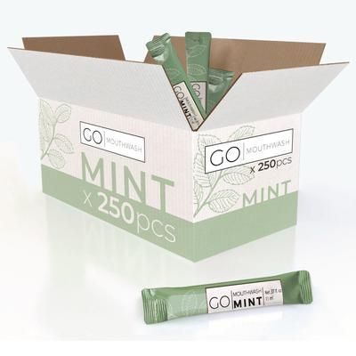 Go Mouthwash Individual Mouthwash Packets, Mint Flavor, 0.37 oz Packet, 250/Box (GMHMW250)