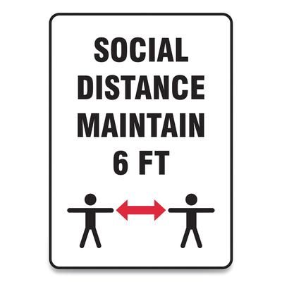 Accuform® MGNF547VPESP Social Distance Signs, Wall, 10 x 7, "Social Distance Maintain 6 ft", 2 Humans/Arrows, White, 10/Pack - Pack of 10 GN1MGNF547VP