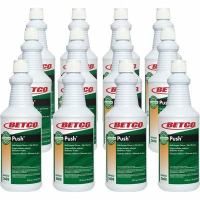 Betco 26081200CT BioActive Solutions Push Cleaner, Liquid, Mango Scent, 12/Carton, Milky White - Case of 12