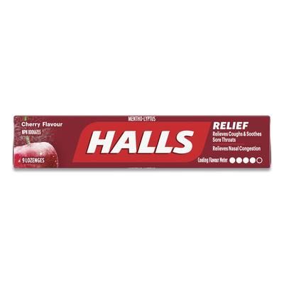 Halls AMC62476 Mentho-Lyptus Cough and Sore Throat Lozenges, Cherry, 20 Packs/Box - Box of 20 HLLAMC62476