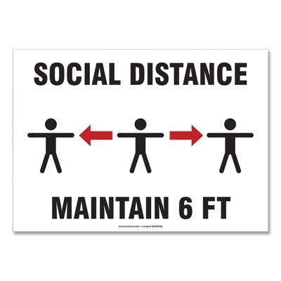 Accuform® MGNF544VPESP Social Distance Signs, Wall, 10 x 7, "Social Distance Maintain 6 ft", 3 Humans/Arrows, White, 10/Pack - Pack of 10 GN1MGNF544VP