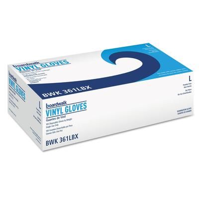 Boardwalk 361LBX Exam Vinyl Gloves, Powder/Latex-Free, 3 3/5 mil, Clear, Large, 100/Box - Box of 100 BWK361LBX
