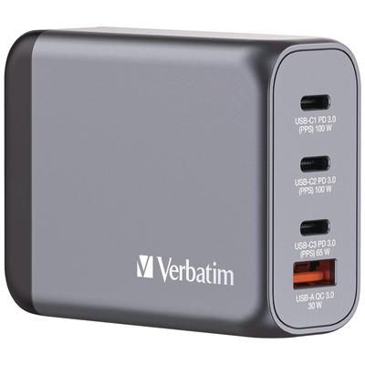 Verbatim 100 W 4-Port GaN Wall Charger, Black/Gray (VER32202)