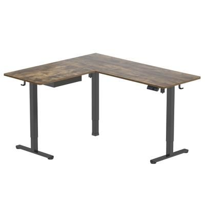 Mount-It! Large Adjustable 28.3" And 46.5" Corner Sit-Stand Desk, Brown