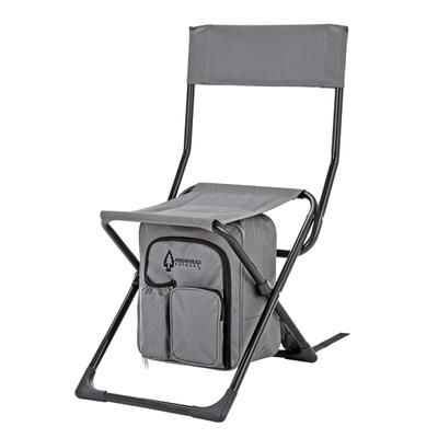 Arrowhead Outdoor Backpackable Canvas Outdoor Furniture Fishing And Camp Chair With Backrest And 25-Can Cooler, Gray/black