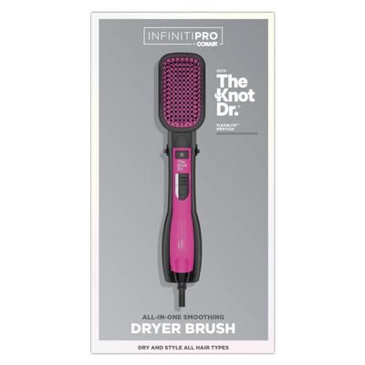 Conair Infinitipro By Conair With The Knot Dr. All-In-One Smoothing Dryer Brush, Pink/black, Each