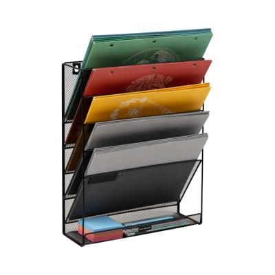 Mind Reader 5-Tier Vertical File Storage Basket, 16"h X 4" W X 12-3/4" D, Black