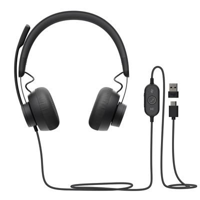 Logitech Zone 750 Wired On-Ear Headset With Advanced Noise-Canceling Microphone, Plug-And-Play Compatibility For All Devices - Black