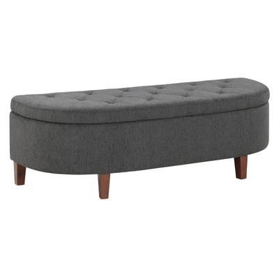 Office Star Jaycee Wood/fabric Storage Bench, 19"h X 59-1/2"w X 22-1/4"d, Brown/charcoal