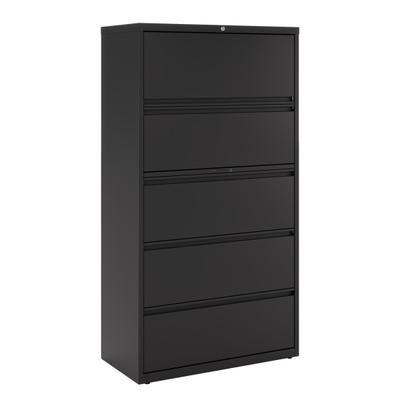 Workpro 36"w X 18-5/8"d Lateral 5-Drawer File Cabinet, Black