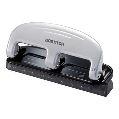 Bostitch Ez Squeeze Three-Hole Punch, 20 Sheet Capacity, Black/silver