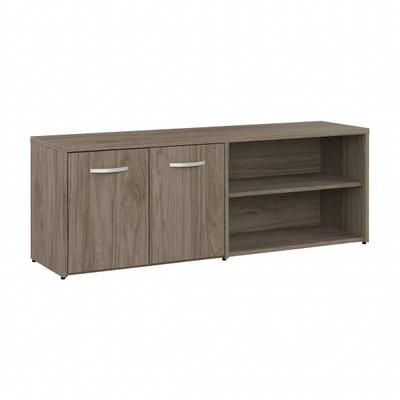 Bush Business Furniture Studio C 60"w Low Storage Cabinet With Doors And Shelves, Modern Hickory, Standard Delivery