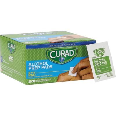 Curad Sterile Alcohol Prep Pads, 1" X 1", White, Box Of 200 Pads