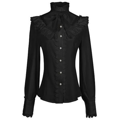 Retrò Vintage Rococò Medievale Blusa / Camicia Vampiro Principessa Pizzo Fiocco Tinta unica Costume Per donna Costumi da pirata Reale Stile Steampunk Mascherata Casual Quotidiano Adulti Blusa