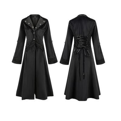 Retrò Vintage Punk Gotico Steampunk Cappotto Mascherata Smoking Vampiro Medico della peste Pizzo Costume Per donna Halloween Carnevale Mascherata Feste Halloween Adulti Cappotto