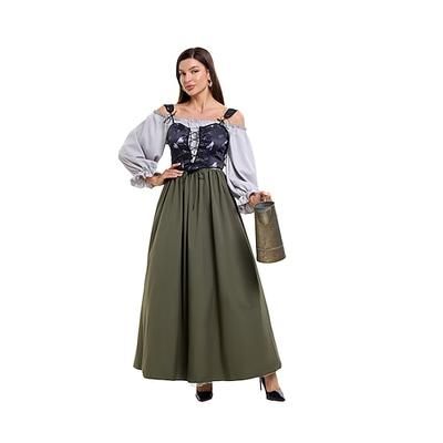 Retrò Vintage Vittoriano Medievale Vestito Camicia da notte Soprabito Irlandese Contadina Costume Per donna Celtico Fantasia Mascherata Mascherata Casual Quotidiano Fiera Rinascimentale Adulti