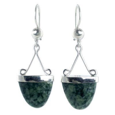 Light green jade dangle earrings, 'Power of Life'