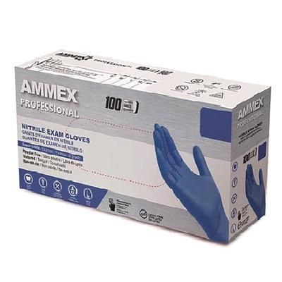 AMMEX Professional Nitrile Exam Gloves, Powder-Free, Large, Blue, 100/Box (AXCACNPF46100BX)