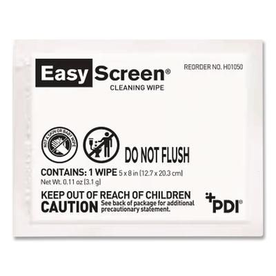 Sani Professional PDI Easy Screen Cleaning Wipes, Individually Wrapped, 1-Ply, 5 x 8, Unscented, White, 50/Box (PDIH01050)