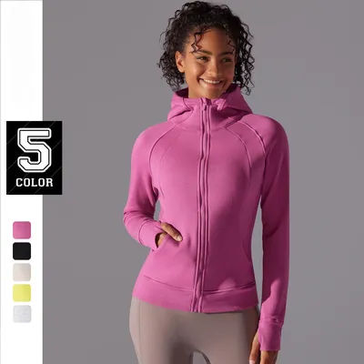 Thickened Hooded Sports Jacket Outdoor Leisure Active Wear Yoga Shirt Training Running Fitness Jacket Yoga Top Women Gym Sweater