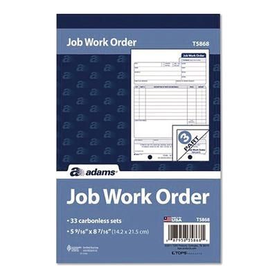 Adams Multipart Job Work Order Pad, Three-Part Carbonless, 5.56 x 7.94, 33 Forms Total (ABFT5868)