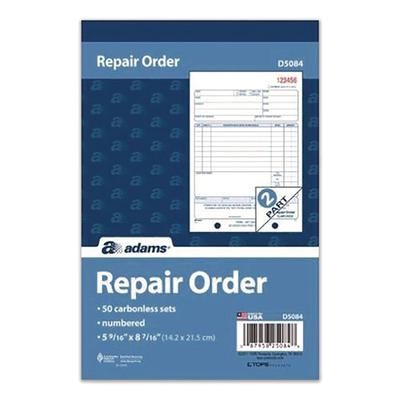 Adams Multipart Repair Order Pad, Two-Part Carbonless, 5.56 x 7.94, 50 Forms Total (ABFD5084)