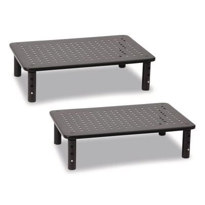 Mind Reader Adjustable Rectangular Monitor Stand, 14.5" x 9.25" x 4" to 5.5", Black, Supports 44 lb, 2/Pack (EMS4LEGM2PKBLK)