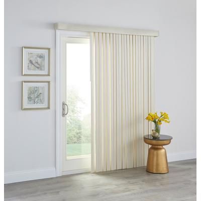 Wide Width 3.5" Printed Wood-Grain Vertical Blinds by BrylaneHome in Eggshell (Size 66" W 84" L)