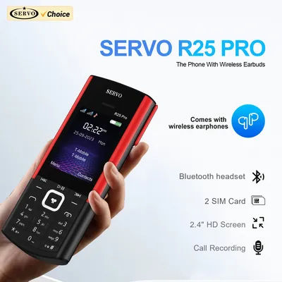 SERVO R25 PRO Bluetooth headset Mobile Phone 2 SIM Standby Call Recording Blacklist Speed Dial FM Torch 2G GSM Button Cellphones