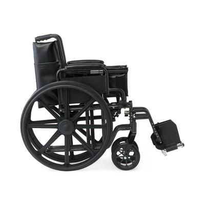Medline 16" Wide K1 Basic Vinyl Wheelchair with Swing-Back Desk-Length Arms and Swing-Away Footrests, 1 EA (K1166V22S)