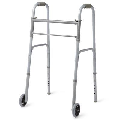 Medline 2-Button Basic Walker with 5" Wheels, Steel, 4/CS (MDS86410W54B)