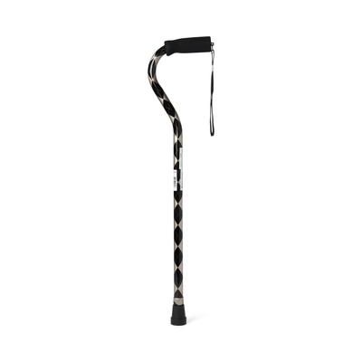 Medline Aluminum Fashion Cane with Offset Handle, Black Argyle, 1 EA (MDS86420ARGH)