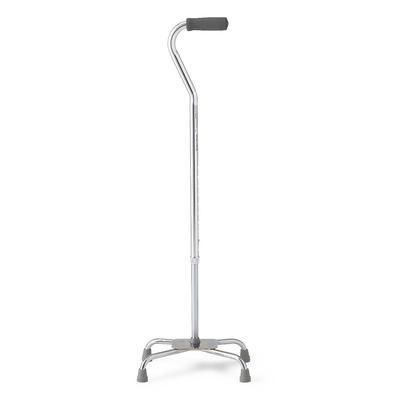 Medline Aluminum Quad Cane with Large Base, 300 lb. Weight Capacity, Chrome, 2/CS (MDS86228CHR)
