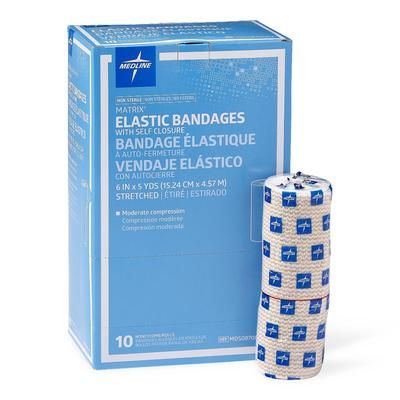 Medline Matrix Elastic Bandage with Self-Closure, Stretched, Nonsterile, 6" x 5 yd. (15.2 cm x 4.6 m), 1 EA (MDS087006LFH)