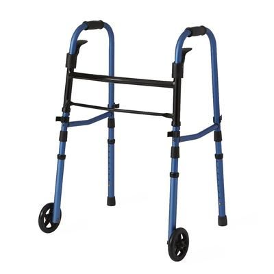 Medline Adult Folding Paddle Walker, 5" Wheels, Blue, 1/CS (MDS86410KDBW)