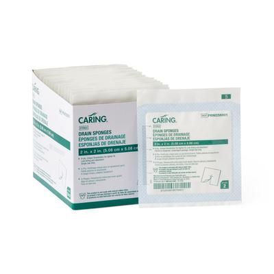 Medline Sterile Nonwoven Gauze Drain Sponges, Essentials, 6-Ply, 2" x 2", 2/Pack, 1400/CS (PRM256001)