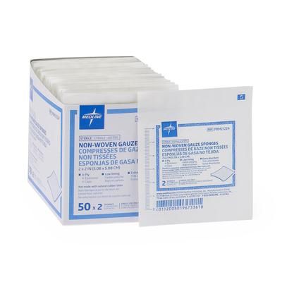 Medline Sterile Nonwoven Gauze Sponge, 4-Ply, 2" x 2", 2/pk, 50/BX (PRM21224H)