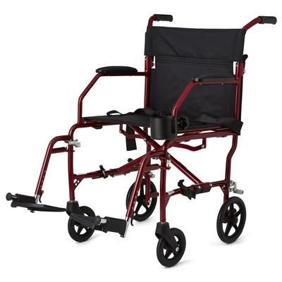 Medline Ultralight Transport Chair, Red, 1 EA (MDS808200F3R)