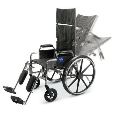 Medline Excel Reclining Wheelchair with Removable Desk-Length Arms and Elevating Leg Rests, 300 lb. Weight Capacity, 16" Width, 1 EA (MDS808350)