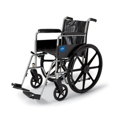 Medline Excel Wheelchair, Permanent Arms, Fixed Footrests, 18", 1 EA (MDS806100D)