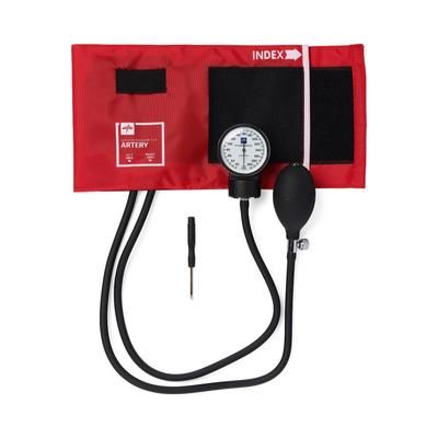 Medline Compli-Mates Handheld Aneroid Sphygmomanometer with Nylon Case, Red, 1 EA (MDS9104)