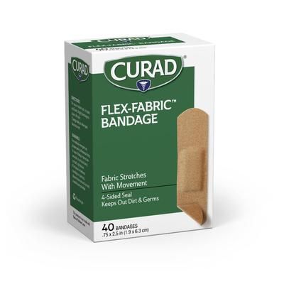 Curad Flex-Fabric Adhesive Bandages, 3/4" x 2-1/2" Strips, 40/Bx, 24/CS (CUR45245RB)