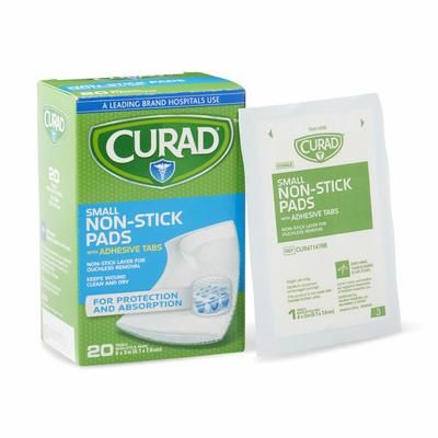 Curad Sterile Nonstick Pad with Adhesive Tabs, 2" x 3", 20/Box, 12/CS (CUR47147RB)