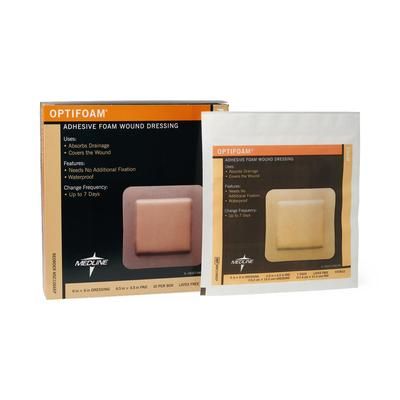 Medline Optifoam Adhesive Foam Wound Dressings in Educational Packaging, 6" x 6", 100/CS (MSC1066EP)