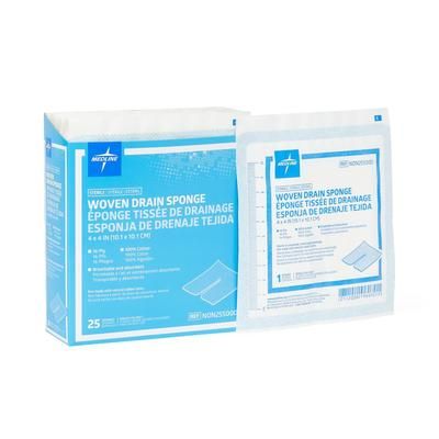 Medline Sterile 16-Ply Trach Sponge Cotton Gauze, 4" x 4", 2/Pack, 300/CS (NON255000)