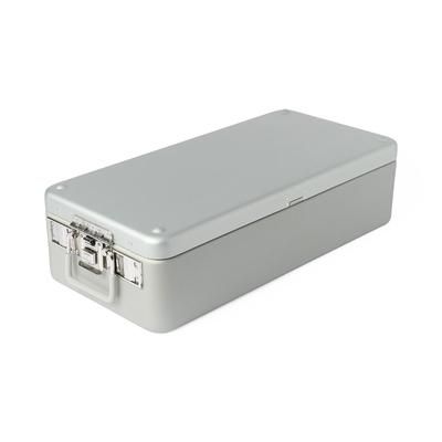 Medline Steriset Sterilization Container, Full-Size, Flat Bottom, Aluminum Lid, Gray Handle, 23.5" x 10.8" x 6", 1 EA (WAG2V15ASA)